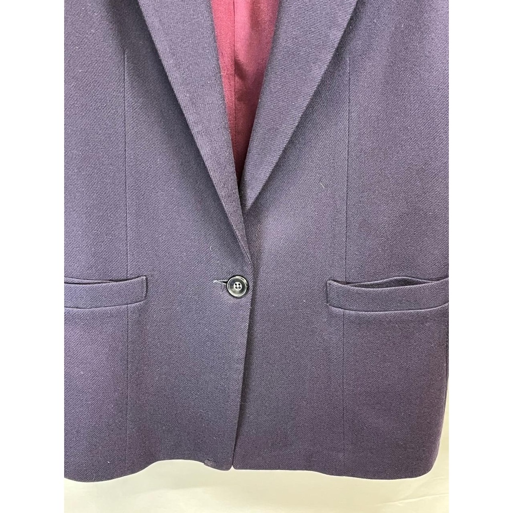 Vintage Dumas Petite Women's Purple Wool Blend Single Button Blazer 4 Petite - Picture 4 of 10